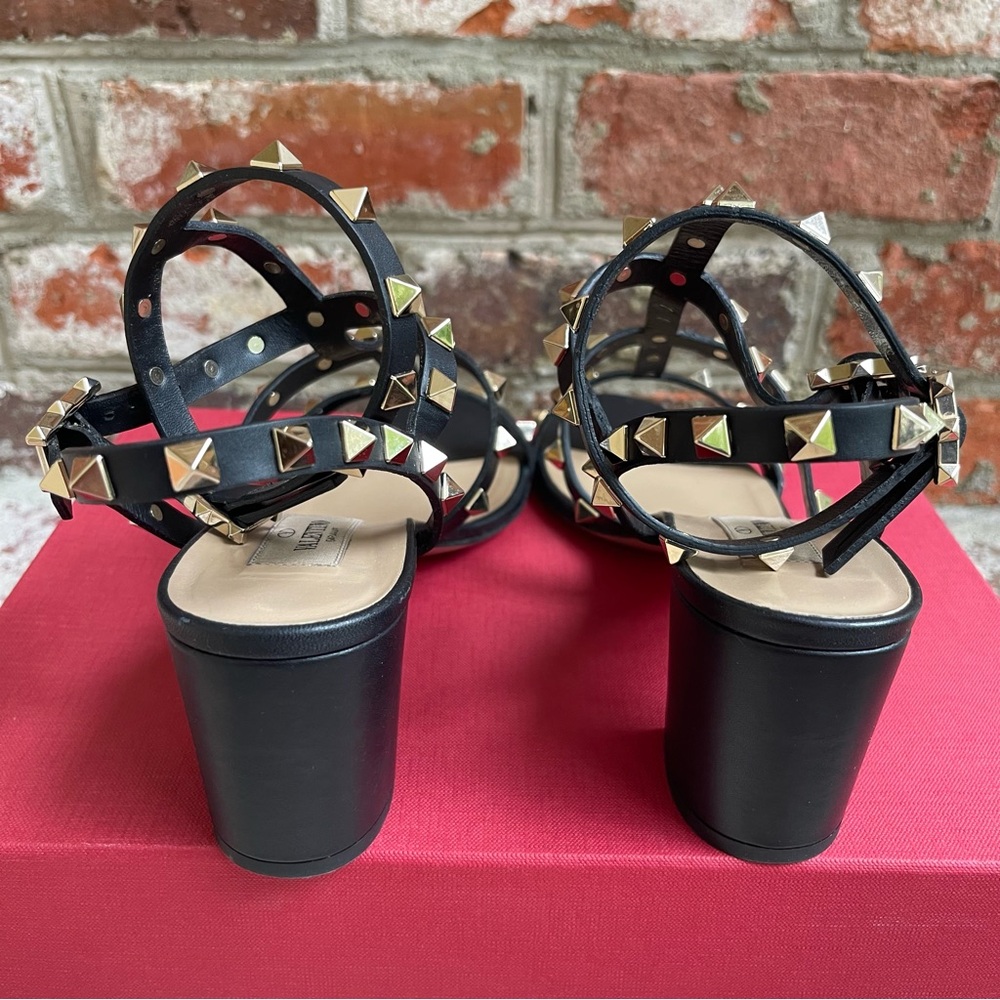 Valentino Garavani Black Rockstud Calfskin Ankle Strap Sandal 60 Mm 38 - Picture 9 of 12